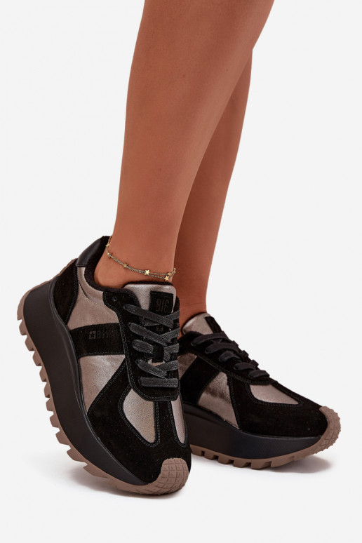 de gamuza Zapatillas modelo zapatos. Femenino calentamiento con una plataforma Big Star OO274A217 HI-POLY SYSTEM de color negro