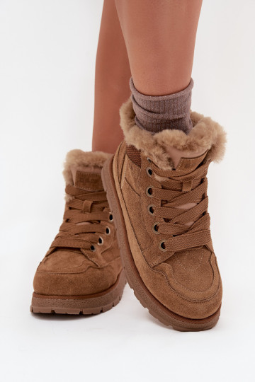 de gamuza Botas de nieve zapatos Femenino con una plataforma con un abrigo de piel Big Star SS274370 color marrón 2