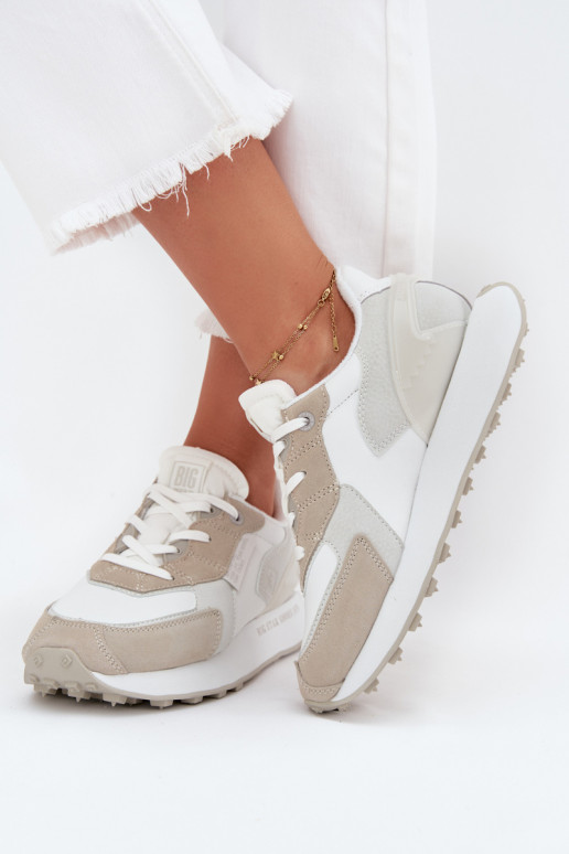 Piel Zapatillas modelo zapatos. Femenino Big Star OO274563 Hi-Poly System el color blanco