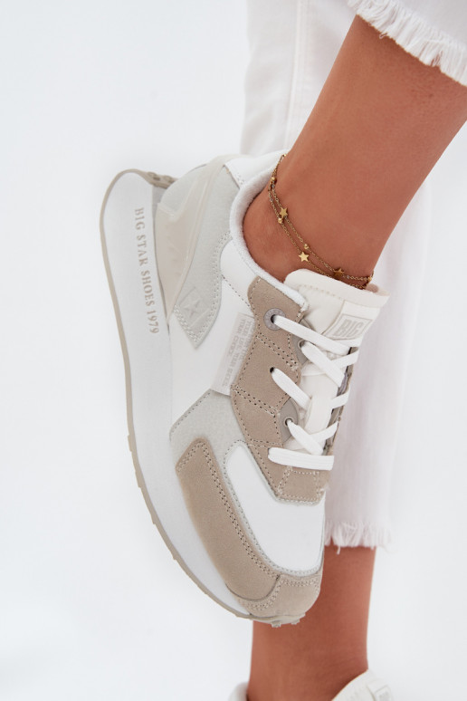 Piel Zapatillas modelo zapatos. Femenino Big Star OO274563 Hi-Poly System el color blanco