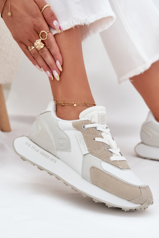 Piel Zapatillas modelo zapatos. Femenino Big Star OO274563 Hi-Poly System el color blanco