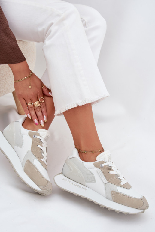 Piel Zapatillas modelo zapatos. Femenino Big Star OO274563 Hi-Poly System el color blanco