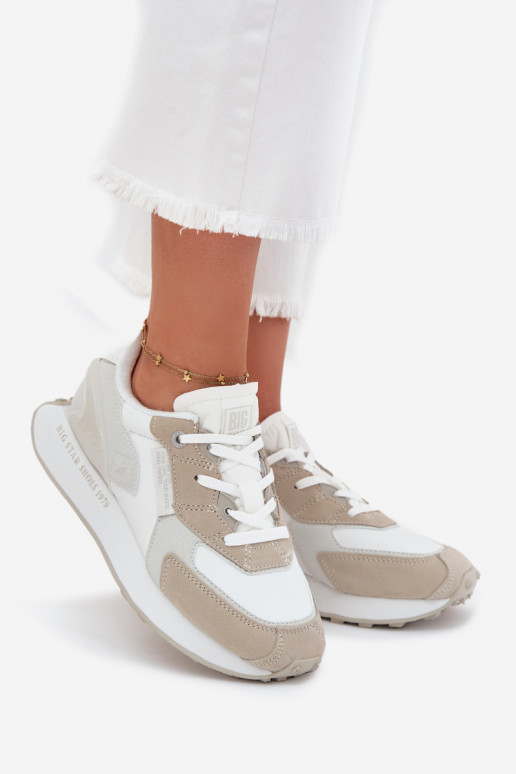 Piel Zapatillas modelo zapatos. Femenino Big Star OO274563 Hi-Poly System el color blanco