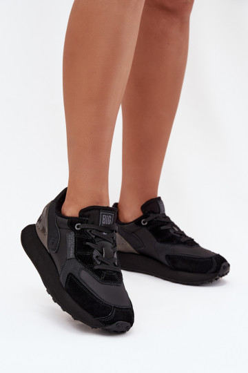 Zapatillas deportivas de cuero para mujer Big Star OO274562 Hi-Poly System color negro