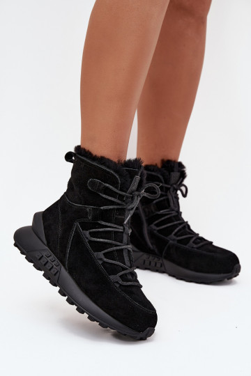 de gamuza Botas de nieve Femenino con un abrigo de piel Big Star SS274319 de color negro 2