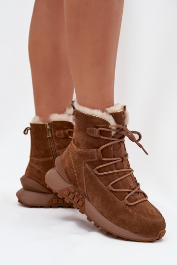 de gamuza Botas de nieve Femenino con un abrigo de piel Big Star SS274318 color marrón