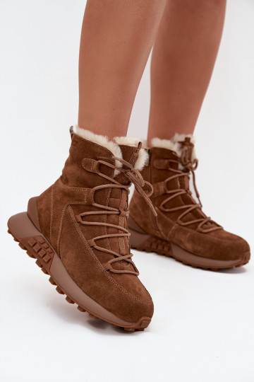 Botas de nieve de ante para mujer con forro de piel Big Star SS274318 color marrón 2