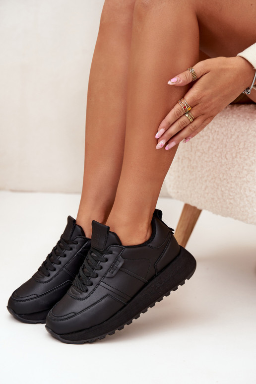 Piel Zapatillas modelo zapatos. Femenino con una plataforma Big Star OO274573 Hi-Poly System de color negro Piel Zapatillas modelo zapatos. Femenino con una plataforma Big Star OO274573 Hi-Poly System de color negro