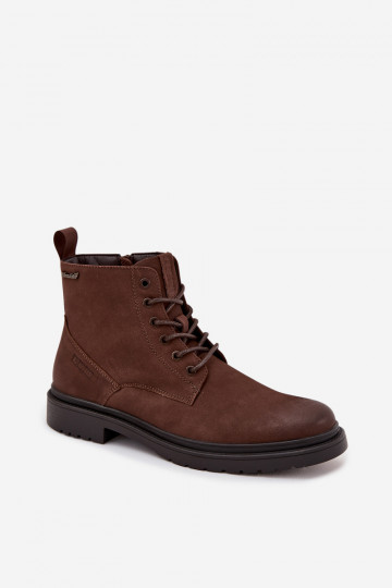 Botines de cuero cálidos para hombre Big Star OO174149 color chocolate