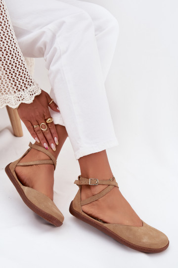 Bailarinas de ante Femenino Barefoot con rayas Zazoo 191 beige