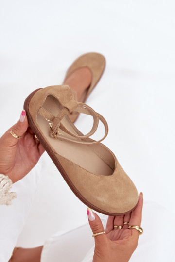 Bailarinas de ante Femenino Barefoot con rayas Zazoo 191 beige 2