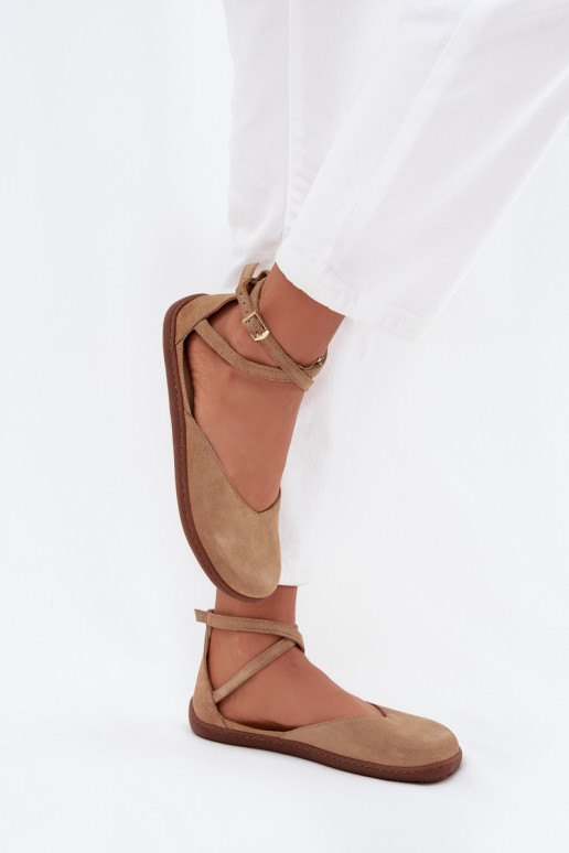 Bailarinas de ante Femenino Barefoot con rayas Zazoo 191 beige Bailarinas de ante Femenino Barefoot con rayas Zazoo 191 beige