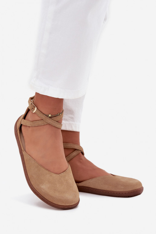 Bailarinas de ante Femenino Barefoot con rayas Zazoo 191 beige Bailarinas de ante Femenino Barefoot con rayas Zazoo 191 beige