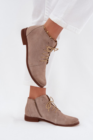 Botas de ante con tacones anchos Zazoo 4078 color capuchino