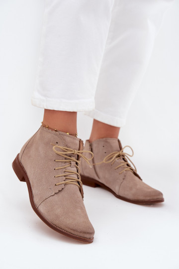 Botas de ante con tacones anchos Zazoo 4078 color capuchino 2