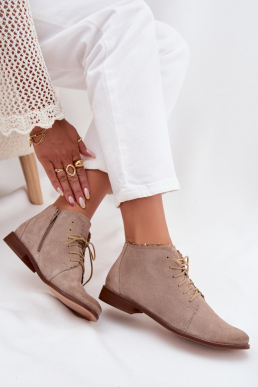 Zapatos de gamuza con tacones anchos color capuchino Zazoo 4078 Zapatos de gamuza con tacones anchos color capuchino Zazoo 4078