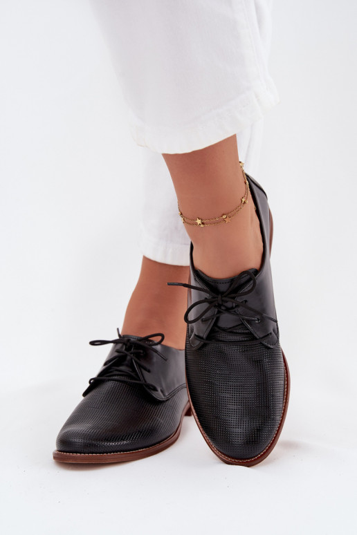 Piel zapatos Femenino Estilo elegante con cordones Zazoo 4238 de color negro Piel zapatos Femenino Estilo elegante con cordones Zazoo 4238 de color negro