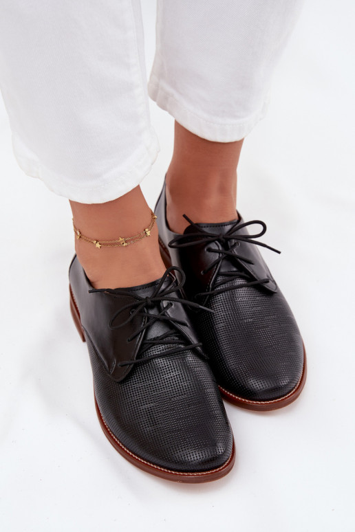 Piel zapatos Femenino Estilo elegante con cordones Zazoo 4238 de color negro Piel zapatos Femenino Estilo elegante con cordones Zazoo 4238 de color negro