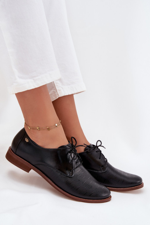 Piel zapatos Femenino Estilo elegante con cordones Zazoo 4238 de color negro Piel zapatos Femenino Estilo elegante con cordones Zazoo 4238 de color negro