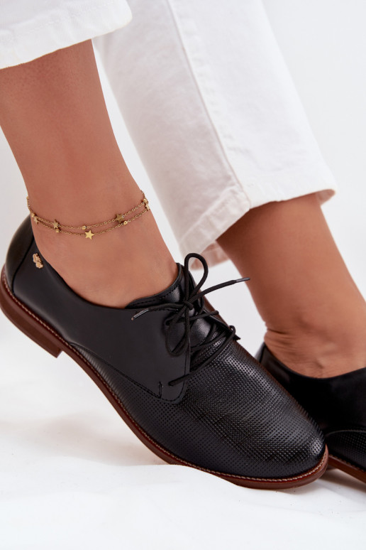 Piel zapatos Femenino Estilo elegante con cordones Zazoo 4238 de color negro Piel zapatos Femenino Estilo elegante con cordones Zazoo 4238 de color negro