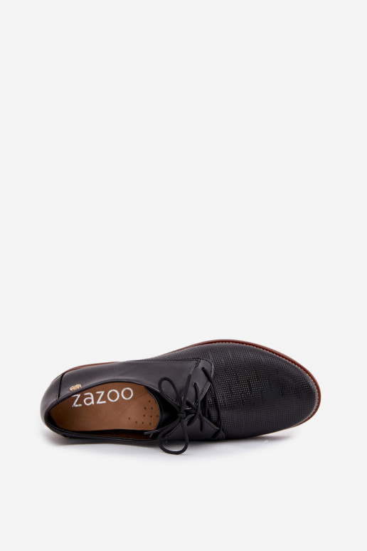 Piel zapatos Femenino Estilo elegante con cordones Zazoo 4238 de color negro Piel zapatos Femenino Estilo elegante con cordones Zazoo 4238 de color negro