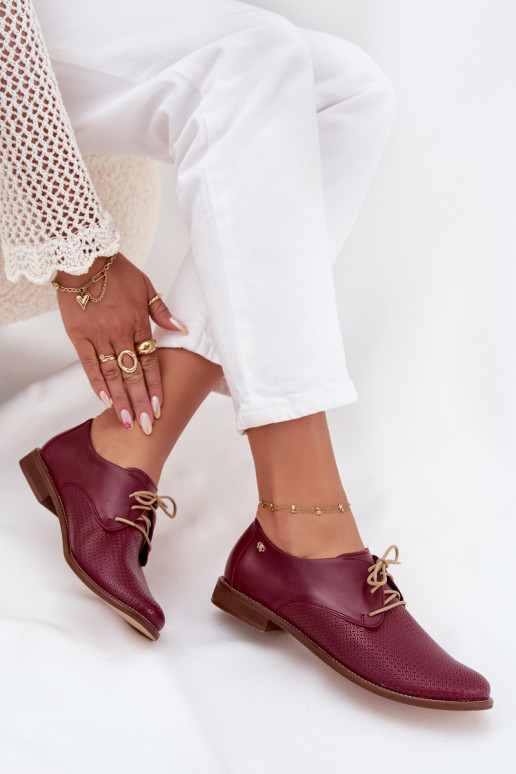 Piel zapatos Femenino Estilo elegante con cordones Zazoo 4238 borgoña Piel zapatos Femenino Estilo elegante con cordones Zazoo 4238 borgoña