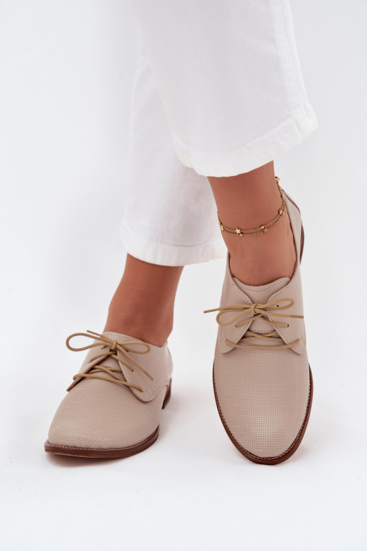 Piel zapatos Femenino Estilo elegante con cordones Zazoo 4238 beige Piel zapatos Femenino Estilo elegante con cordones Zazoo 4238 beige