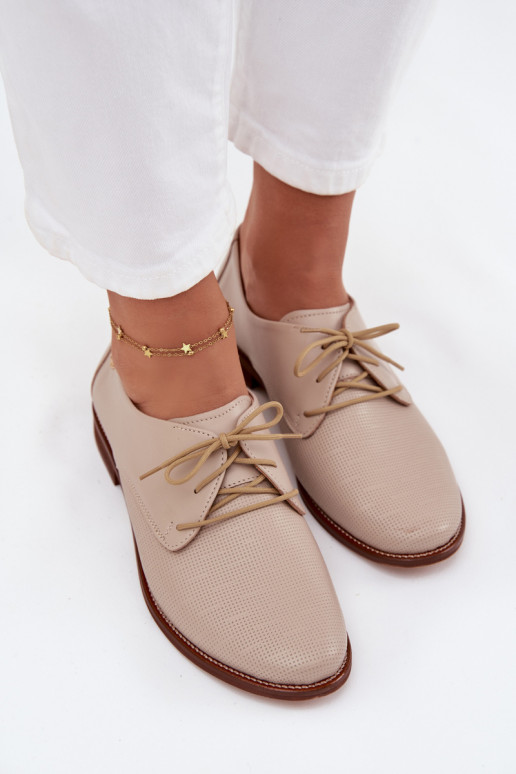 Piel zapatos Femenino Estilo elegante con cordones Zazoo 4238 beige Piel zapatos Femenino Estilo elegante con cordones Zazoo 4238 beige