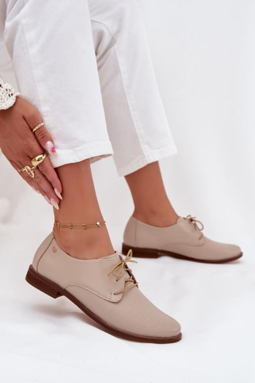 Piel zapatos Femenino Estilo elegante con cordones Zazoo 4238 beige Piel zapatos Femenino Estilo elegante con cordones Zazoo 4238 beige