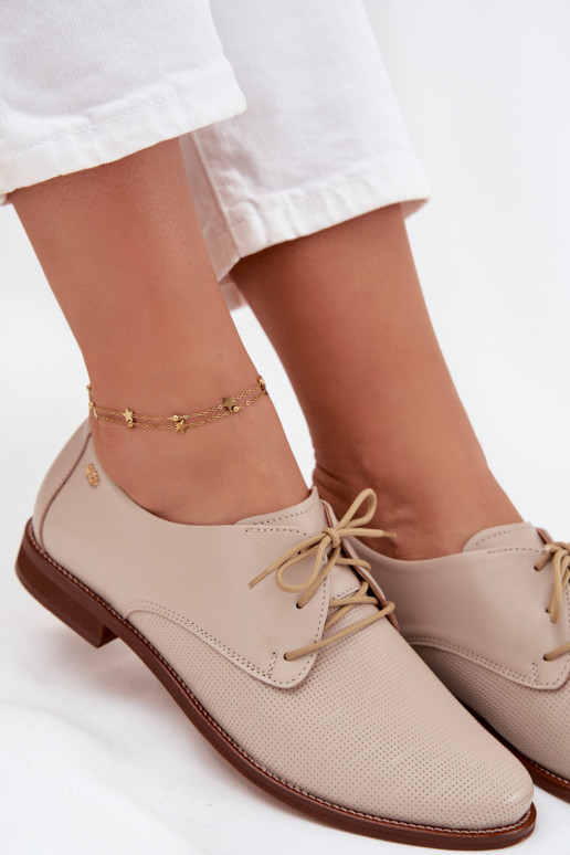 Piel zapatos Femenino Estilo elegante con cordones Zazoo 4238 beige Piel zapatos Femenino Estilo elegante con cordones Zazoo 4238 beige