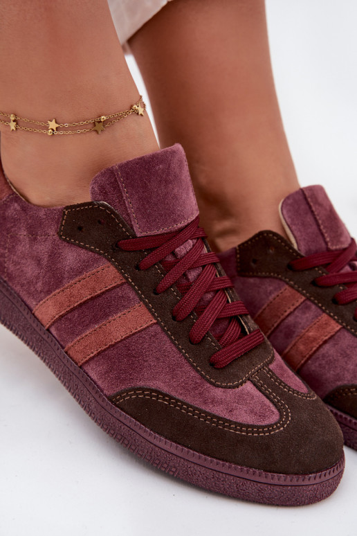 Zazoo N1068 de gamuza Bajo Zapatillas modelo zapatos. Femenino borgoña