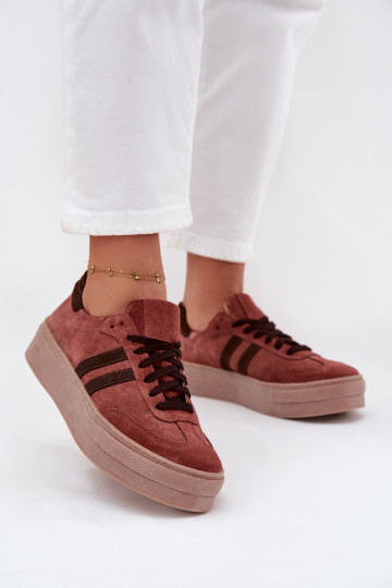 Zapatillas deportivas de ante con plataforma Zazoo N1068S2 color marrón