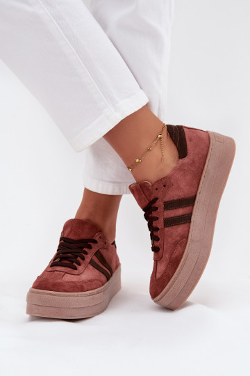 Zapatillas deportivas de ante con plataforma Zazoo N1068S2 color marrón 2