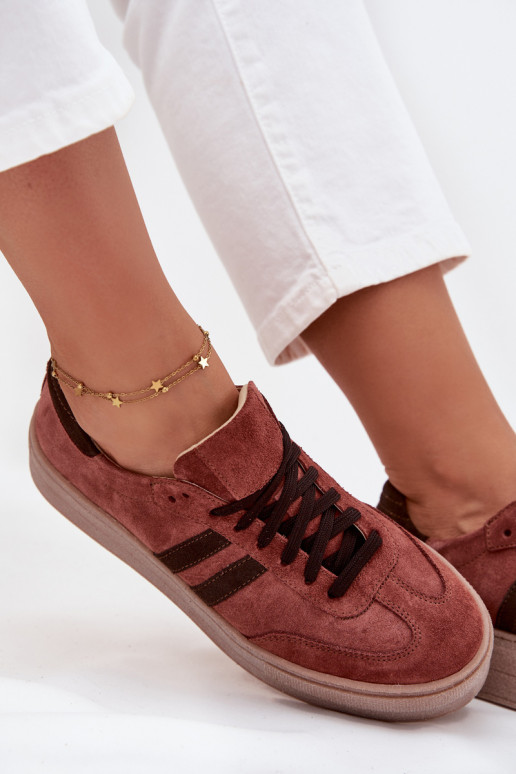 Zazoo N1068S2 Zapatos deportivos de gamuza modelo con una plataforma color marrón Zazoo N1068S2 Zapatos deportivos de gamuza modelo con una plataforma color marrón