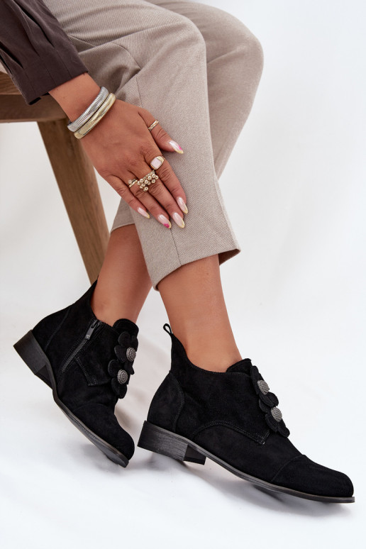 de gamuza zapatos Femenino Con decoracionesi con motivos floraleskami Zazoo 3080 de color negro de gamuza zapatos Femenino Con decoracionesi con motivos floraleskami Zazoo 3080 de color negro