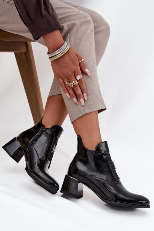 Piel con efecto barniz Botas reloj Con decoraciones Detalem calentamiento Zazoo 60560 de color negro Piel con efecto barniz Botas reloj Con decoraciones Detalem calentamiento Zazoo 60560 de color negro