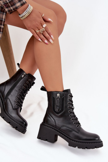 Piel Botas de mujer reloj calentamiento Vinceza 86418 de color negro