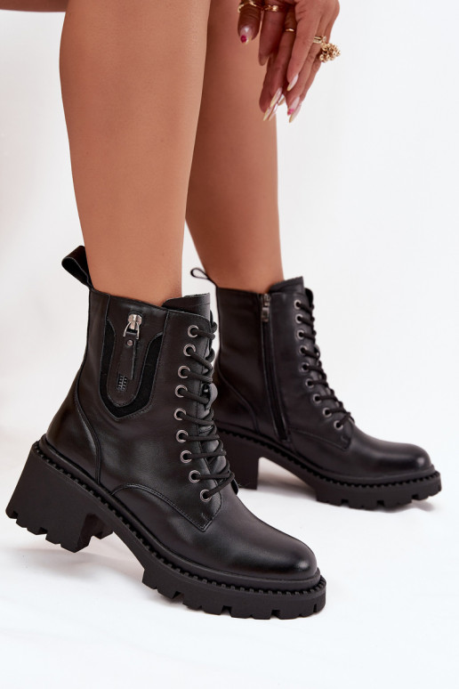 Piel Botas de mujer reloj calentamiento Vinceza 86418 de color negro Piel Botas de mujer reloj calentamiento Vinceza 86418 de color negro