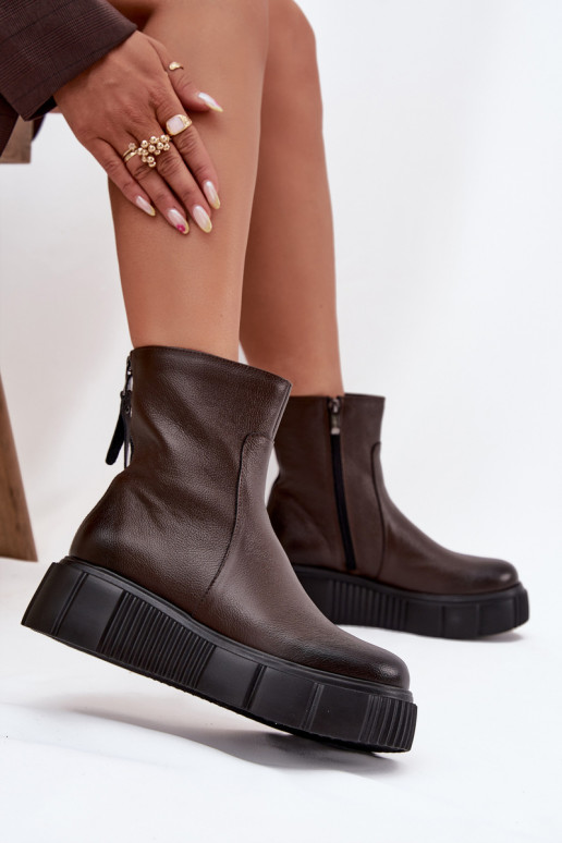 Zazoo 60369 Botas de mujer con una plataforma CzekoladoAe Zazoo 60369 Botas de mujer con una plataforma CzekoladoAe