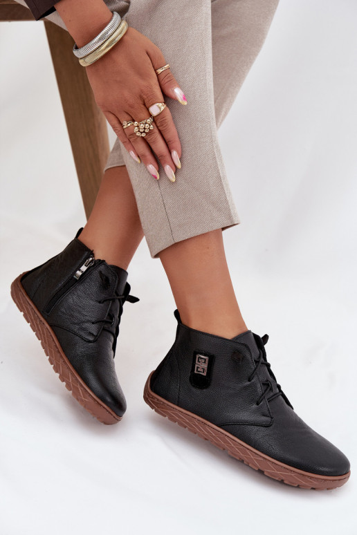 Piel zapatos Barefoot Femenino Con decoraciones Detalem Zazoo 30072 de color negro Piel zapatos Barefoot Femenino Con decoraciones Detalem Zazoo 30072 de color negro