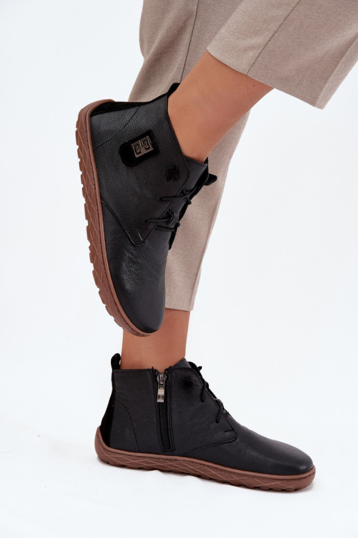 Piel zapatos Barefoot Femenino Con decoraciones Detalem Zazoo 30072 de color negro Piel zapatos Barefoot Femenino Con decoraciones Detalem Zazoo 30072 de color negro