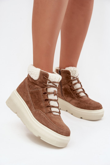 Botas de nieve de ante para mujer con forro y plataforma Vinceza 95354 en color marrón 2