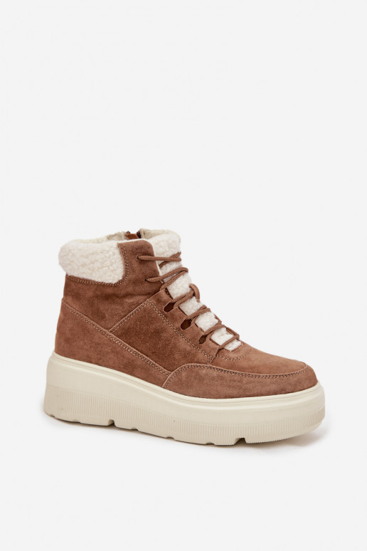 de gamuza Botas de nieve Femenino con calentamiento con una plataforma Vinceza 95354 color marrón de gamuza Botas de nieve Femenino con calentamiento con una plataforma Vinceza 95354 color marrón