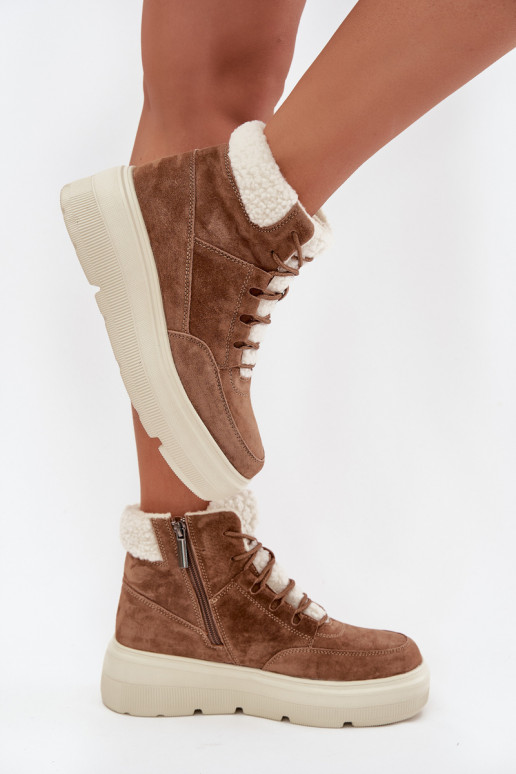 de gamuza Botas de nieve Femenino con calentamiento con una plataforma Vinceza 95354 color marrón de gamuza Botas de nieve Femenino con calentamiento con una plataforma Vinceza 95354 color marrón