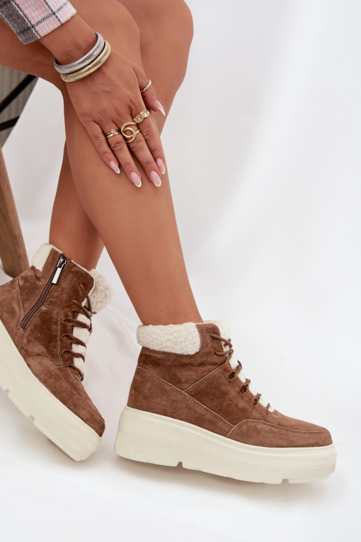 de gamuza Botas de nieve Femenino con calentamiento con una plataforma Vinceza 95354 color marrón de gamuza Botas de nieve Femenino con calentamiento con una plataforma Vinceza 95354 color marrón