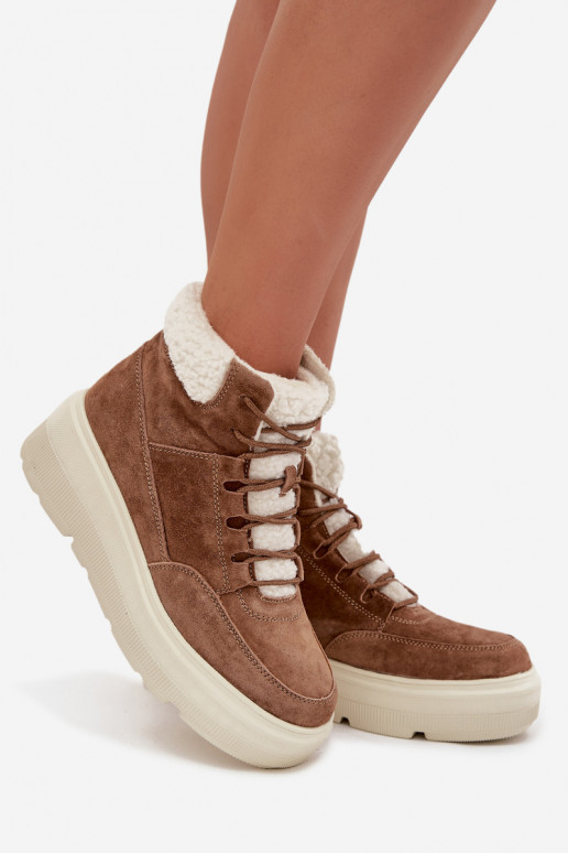 de gamuza Botas de nieve Femenino con calentamiento con una plataforma Vinceza 95354 color marrón de gamuza Botas de nieve Femenino con calentamiento con una plataforma Vinceza 95354 color marrón