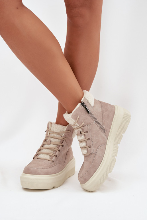 de gamuza Botas de nieve Femenino con calentamiento con una plataforma Vinceza 95354 beige de gamuza Botas de nieve Femenino con calentamiento con una plataforma Vinceza 95354 beige