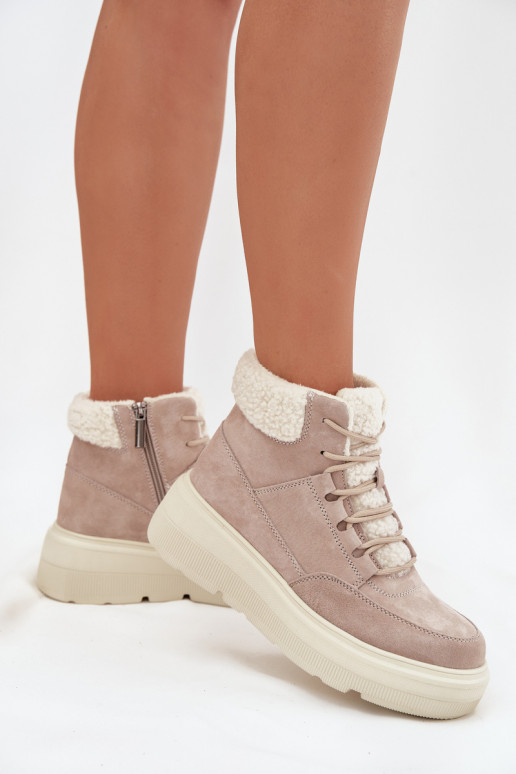 de gamuza Botas de nieve Femenino con calentamiento con una plataforma Vinceza 95354 beige de gamuza Botas de nieve Femenino con calentamiento con una plataforma Vinceza 95354 beige