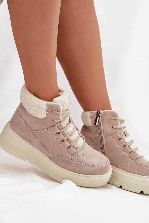 de gamuza Botas de nieve Femenino con calentamiento con una plataforma Vinceza 95354 beige de gamuza Botas de nieve Femenino con calentamiento con una plataforma Vinceza 95354 beige