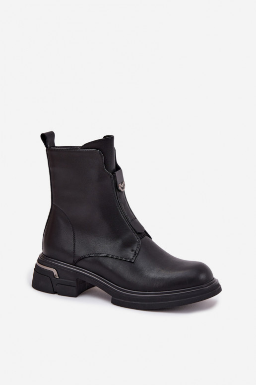 Botas de mujerActivadoturalnej Skóry En un tacón bajo de color negro Karisse Botas de mujerActivadoturalnej Skóry En un tacón bajo de color negro Karisse